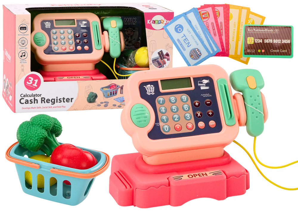 Cash Register Learning To Count Coins Shopping Cart Lights Sounds Pink