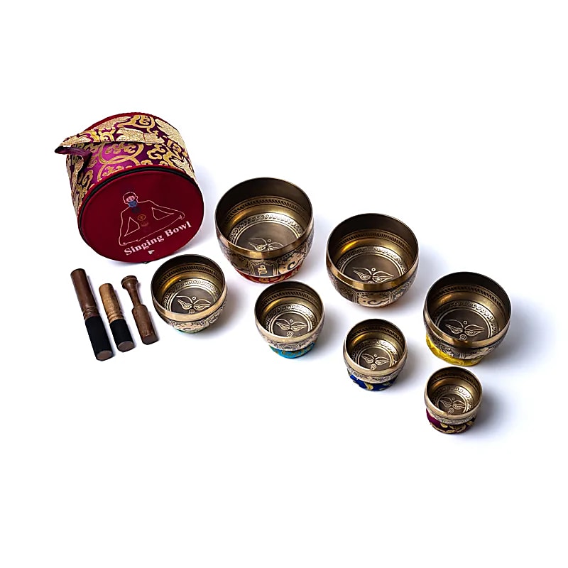Chakra Singing Bowl Set Buddha Eyes With Bag - ±4475g