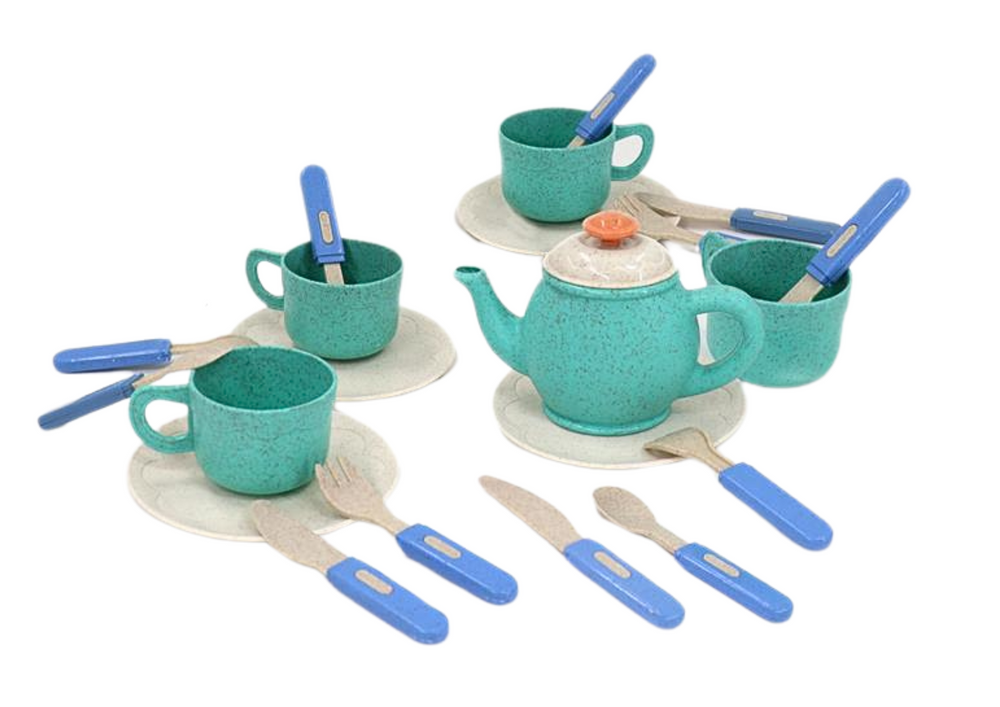 Set Of Tableware Cups Plates Cutlery Teapot 22 Pieces