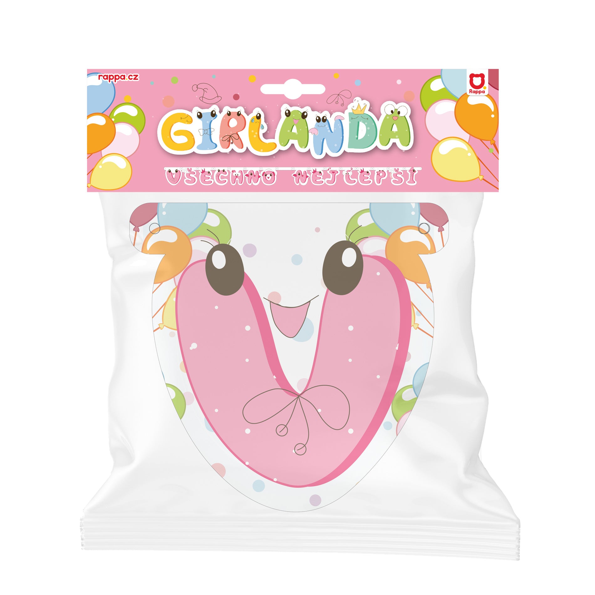 Różowa papierowa girlanda Všechno Nejlepší