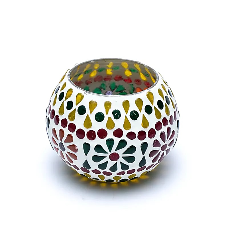 Mosaik-Teelichthalter Blumen – 7 cm, 3er-Set