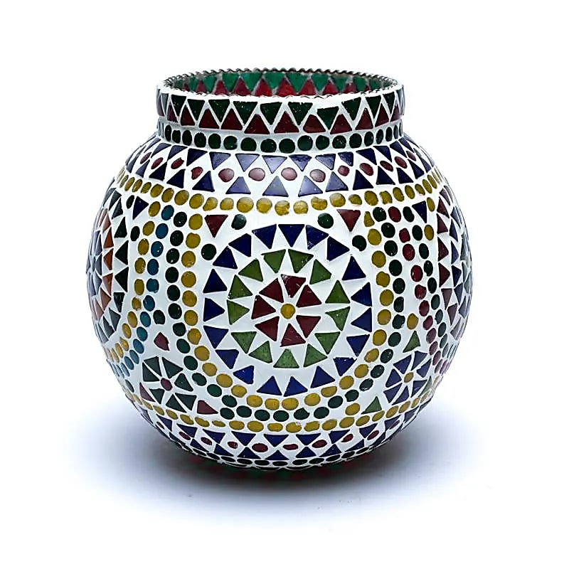 Sealbhóir Solais Tae Mósáic Ildath - 18cm