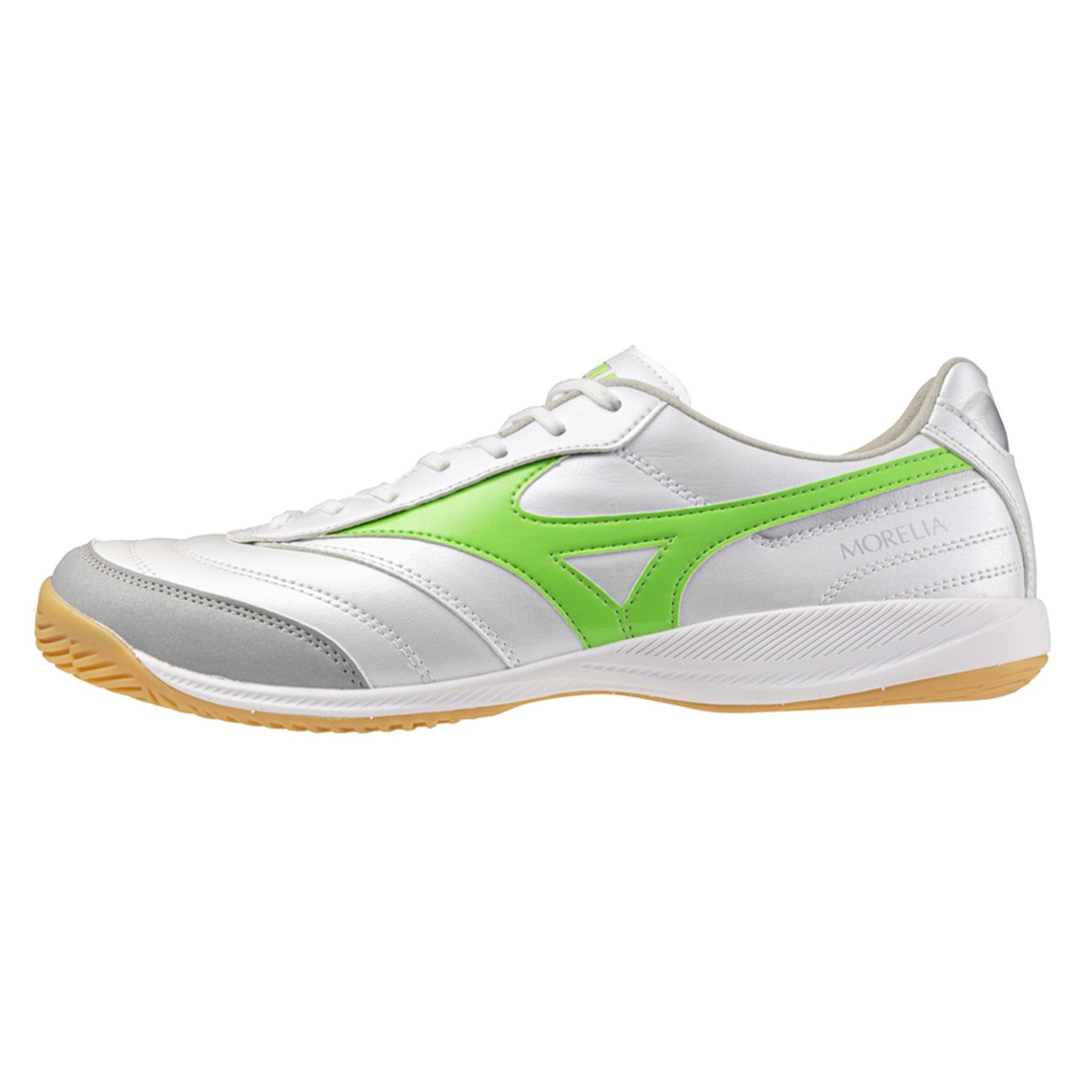 Mizuno Morelia Sala Pro Futsal cipőben Blanco/Verde Flúor