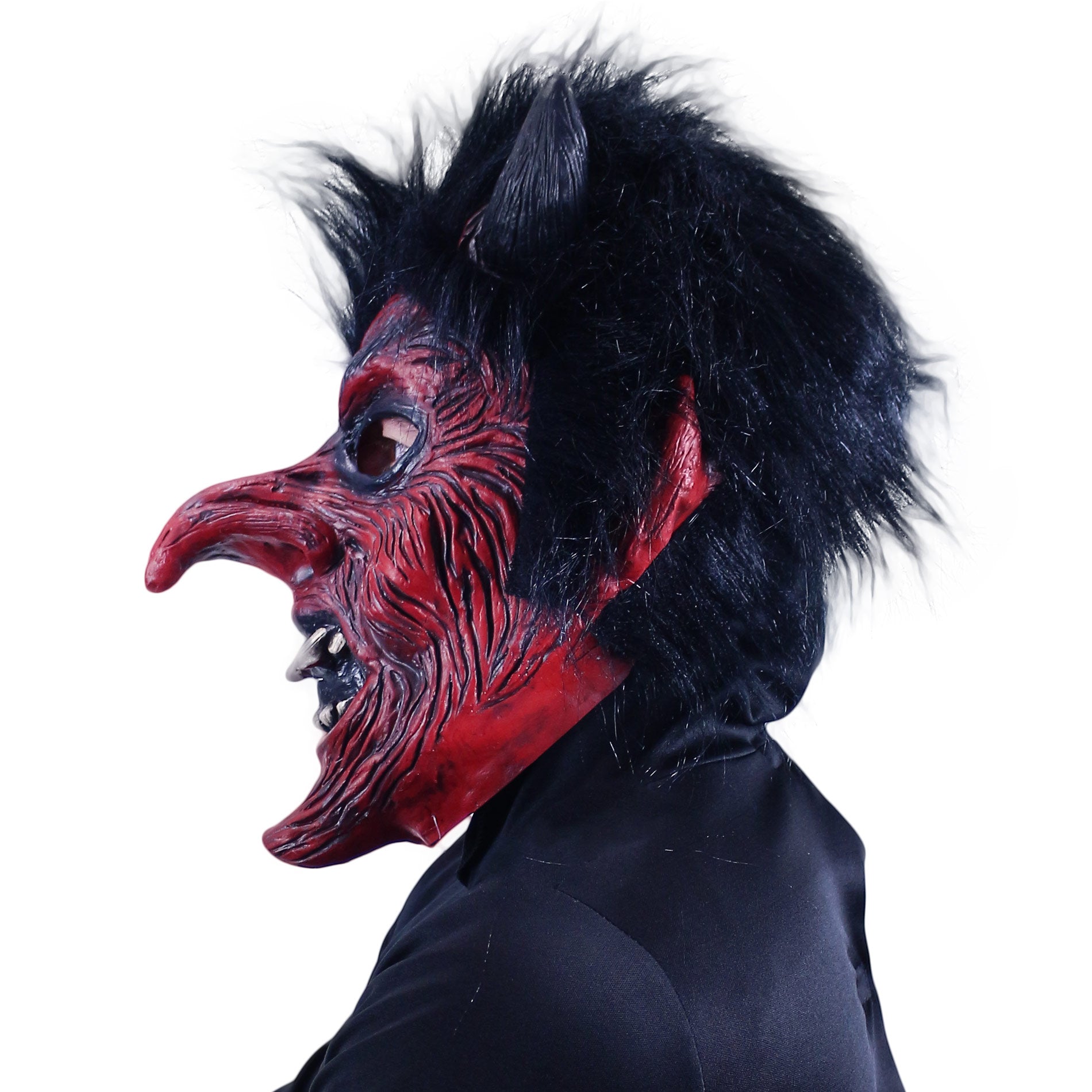 Maschera da diavolo con capelli per adulti