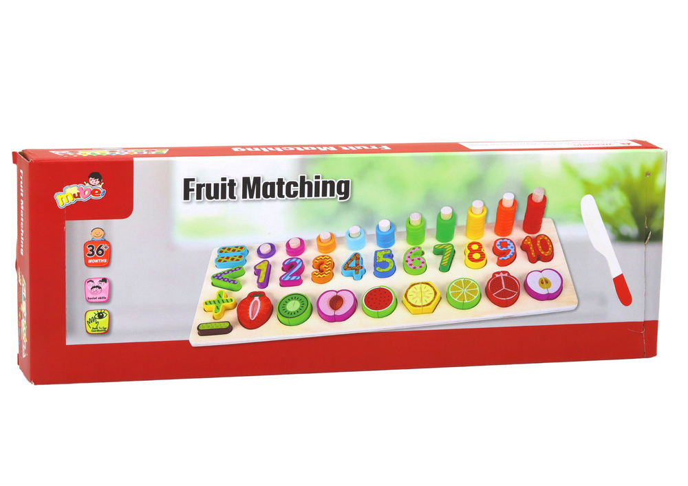 Educational Set Sorter Wooden Board Learning Mathematics Fruit