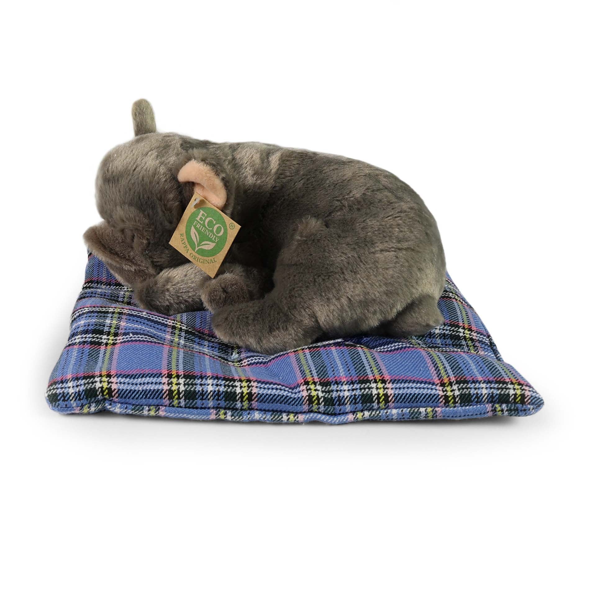 Plüss francia bulldog párnán 23 cm Környezetbarát