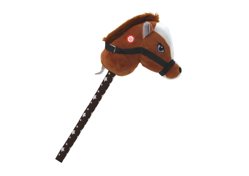 Plush Horse Head On A Stick Hobby Horse Dark Brown Shorthair Horse Sounds