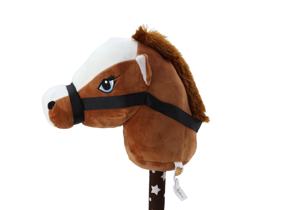 Plush Horse Head On A Stick Hobby Horse Dark Brown Shorthair Horse Sounds