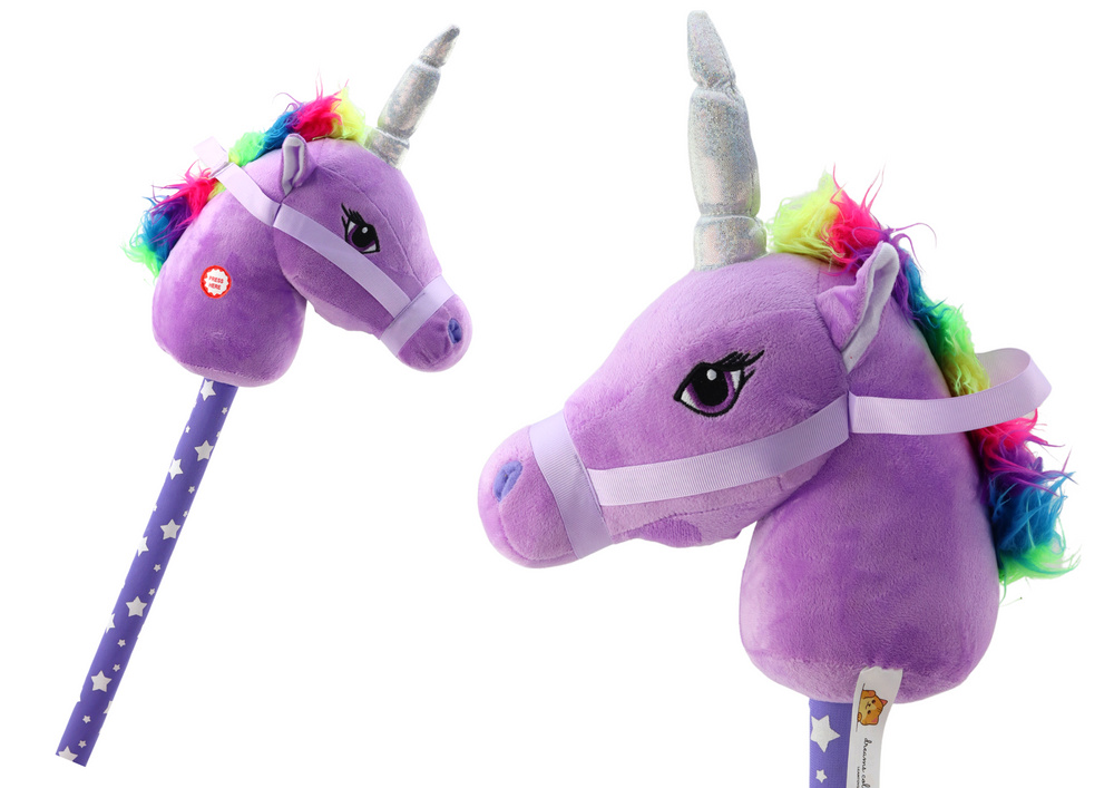Plush Unicorn Head On A Stick Hobby Horse Purple Unicorn Sounds