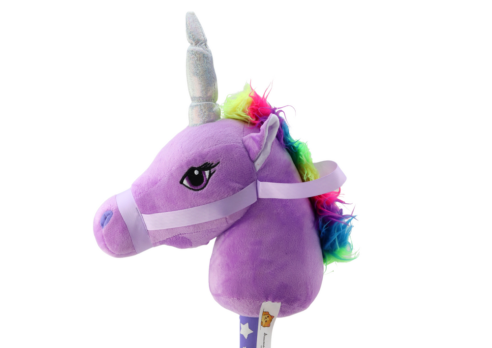 Plush Unicorn Head On A Stick Hobby Horse Purple Unicorn Sounds