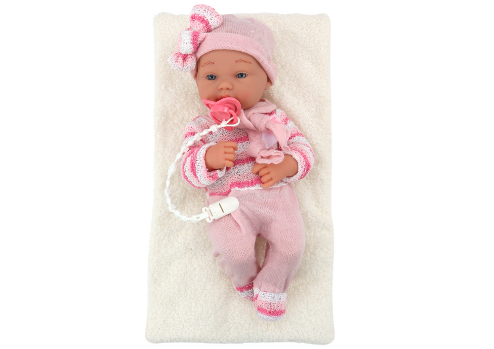 Baby Doll Striped Sweater Hat Scarf Accessories Pink