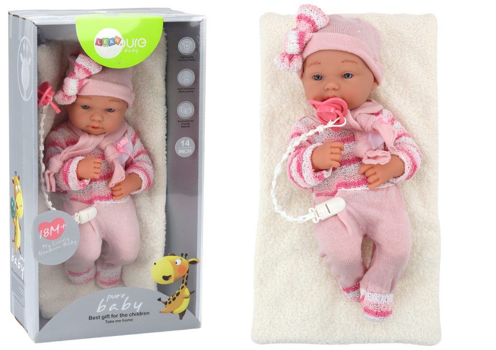 Baby Doll Striped Sweater Hat Scarf Accessories Pink