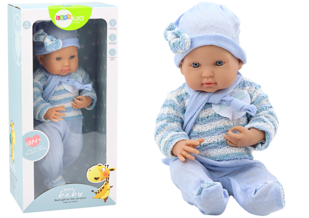 Baby Doll Striped Sweater Hat Blue Scarf