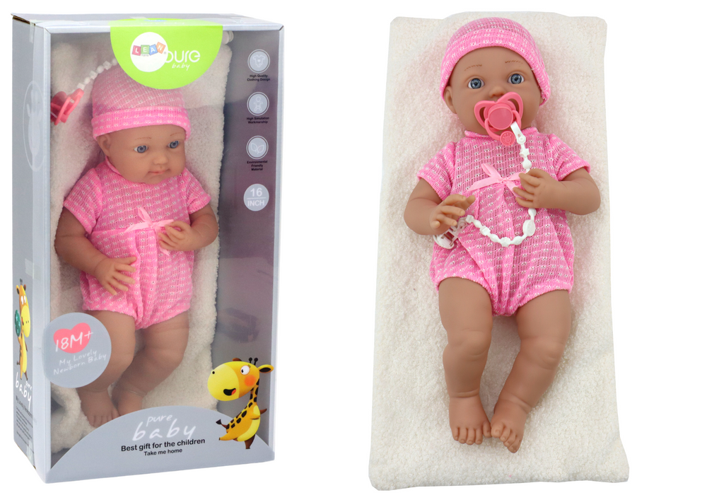 Baby Doll In Pink Clothes Hat Pacifier And Blanket