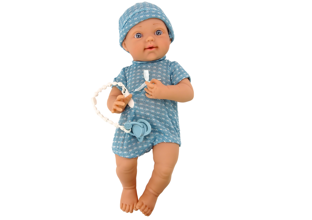 Baby Doll In Blue Clothes Hat Pacifier And Blanket