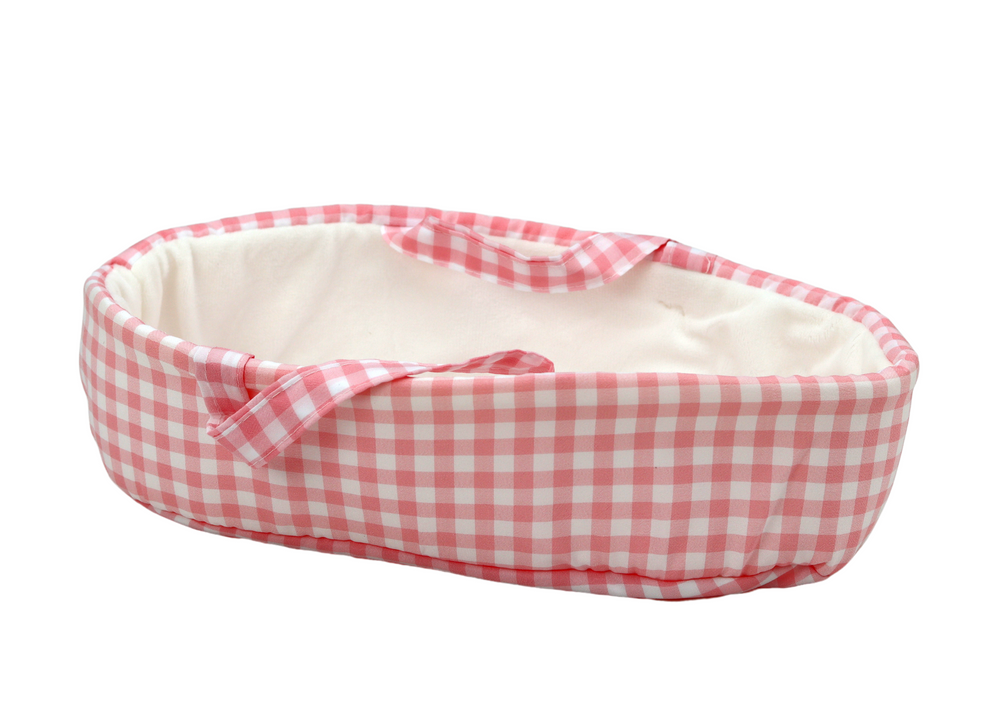 Baby Doll In A Bunny Carrier In A Pink Checkered Outfit