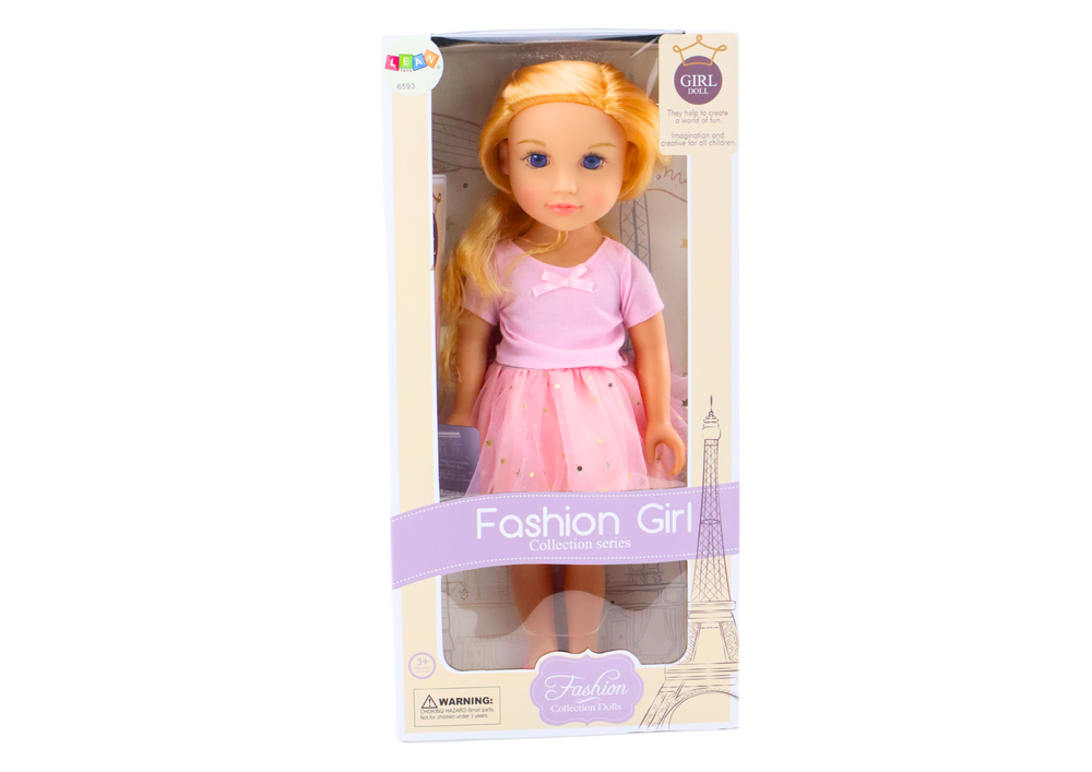Doll In A Dress With Tulle Pink Blonde Hair