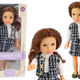 Doll In Elegant Checked Clothes Brown Hair