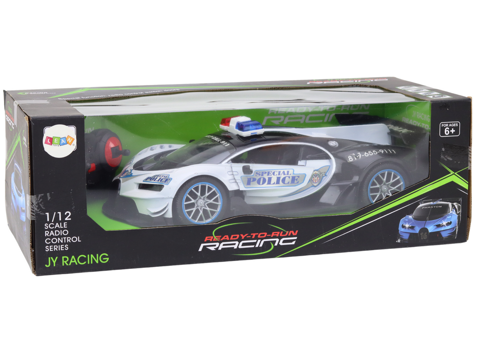 Remote Controlled Rc Police Car In 1:12 Scale White