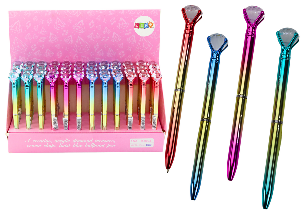 Diamond Ballpoint Pen Shiny Gold Color Blue Refill 0.7mm Mix