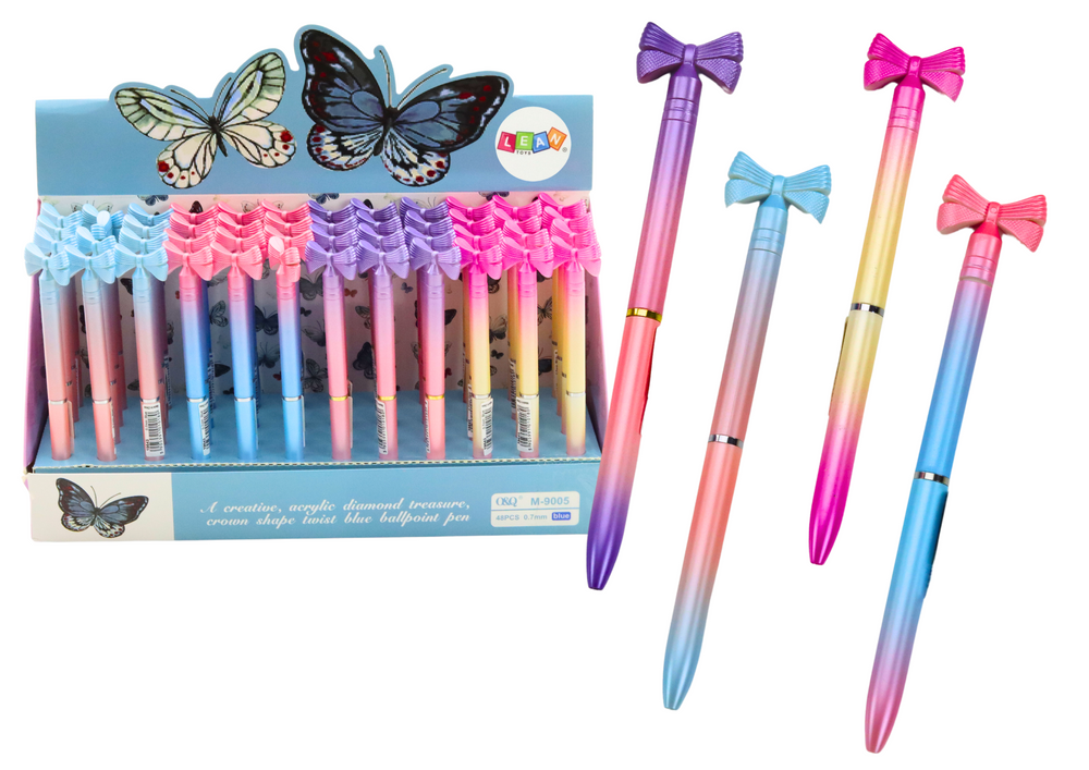 Pen With Bow Colorful Blue Refill 0.7mm Mix