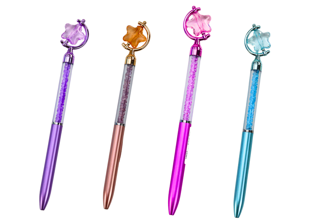 Ballpoint Pen With Star Diamonds Blue Refill 0.7mm Mix