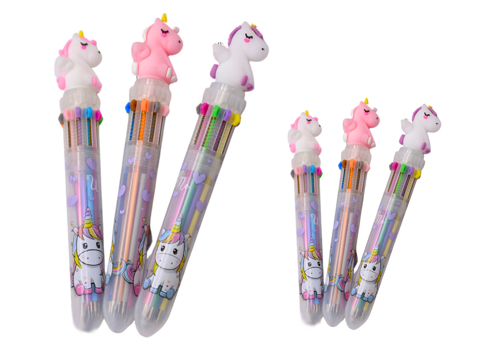 Multicolor Unicorn Automatic Pen 10 Colors Mix
