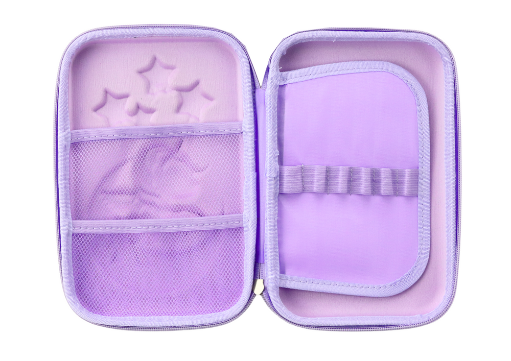 Large 3d Unicorn Pencil Case Foldable Purple 23x15x5 Cm