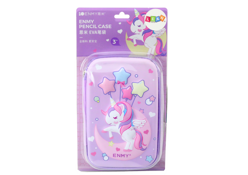 Large 3d Unicorn Pencil Case Foldable Purple 23x15x5 Cm
