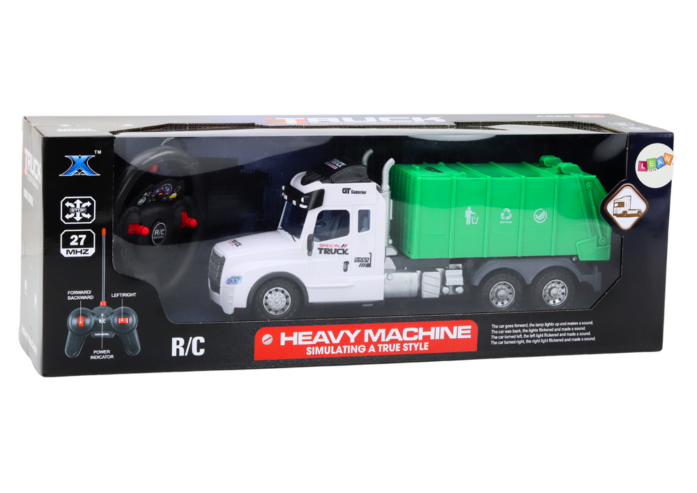 Remote Controlled Rc Garbage Truck Green Lights Sounds