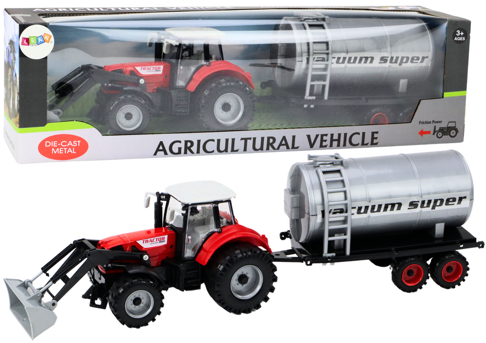 Agricultural Tractor Excavator With Tanker Drive Red
