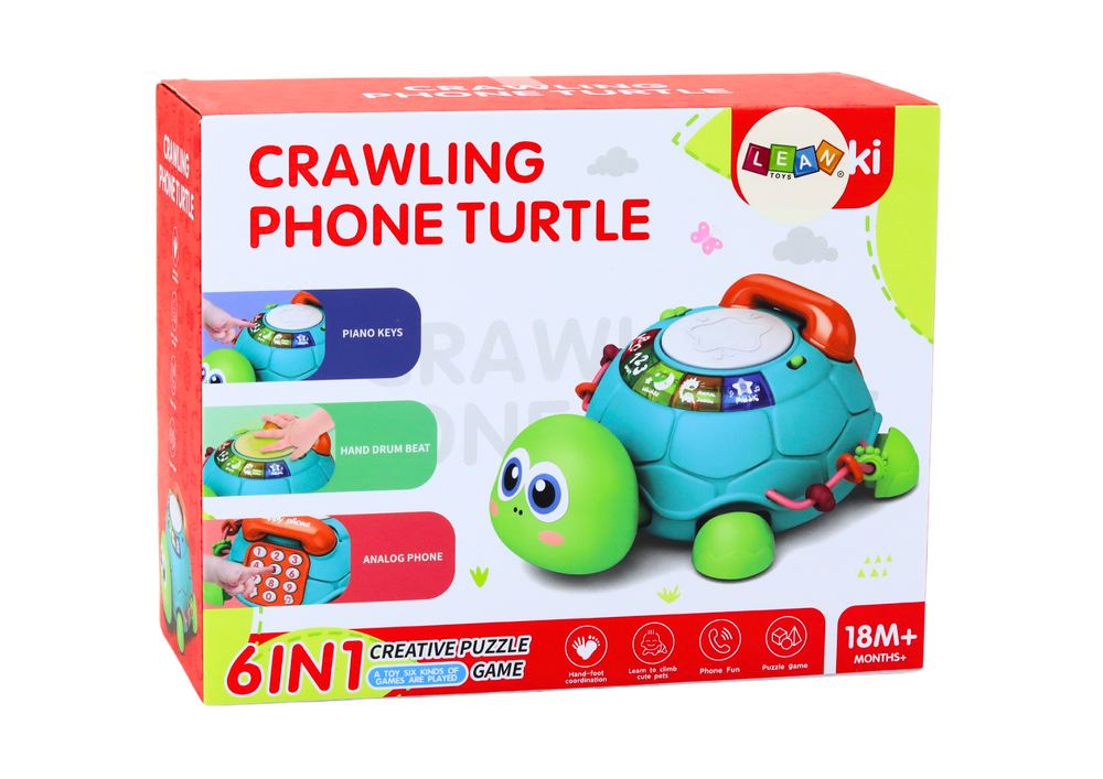 Interactive Educational Turtle Phone 6in1 Lights Sounds Green