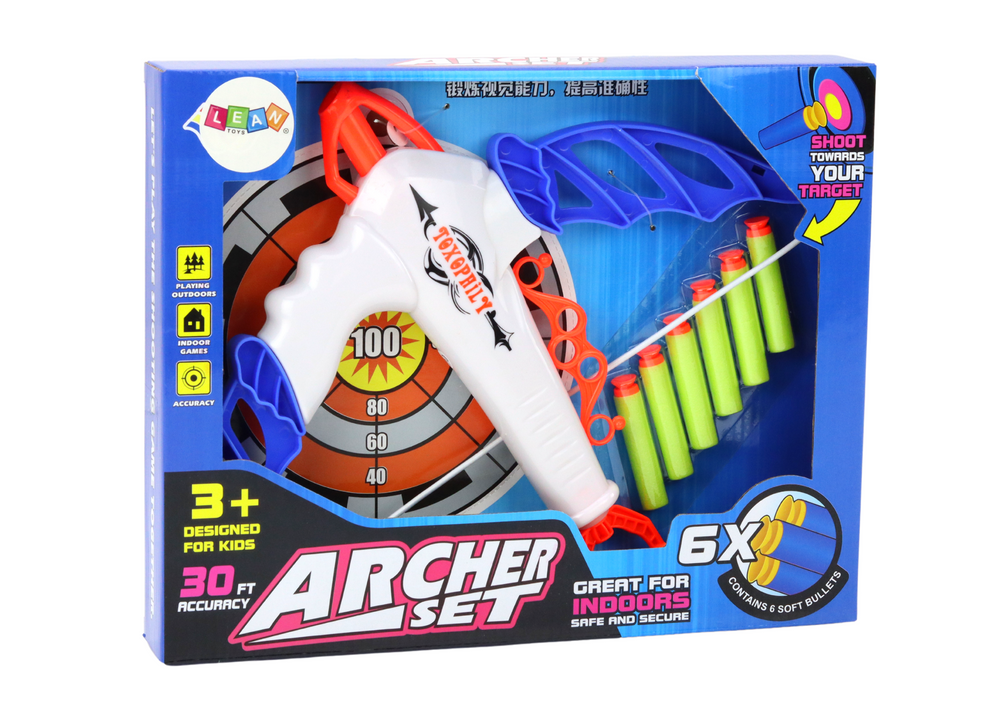 Bow With Target For Soft Arrows With Suction Cup 6 Pieces