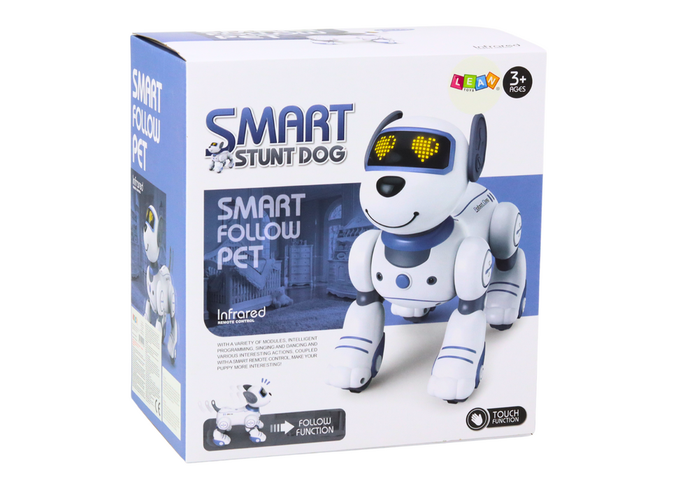Il cane robot interattivo telecomandato balla seguendo i comandi Blu
