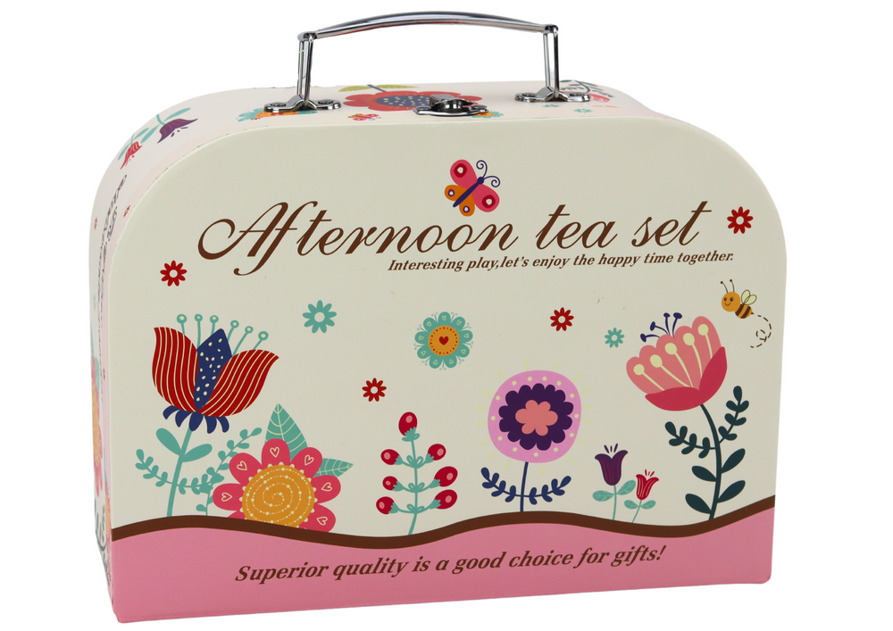 Tea Set In A Suitcase Cups Plates Cake Stand
