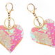 Heart Keychain Sequins Double-sided White Light Pink