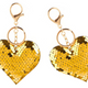 Heart Keychain Sequins Double Sided Silver Gold