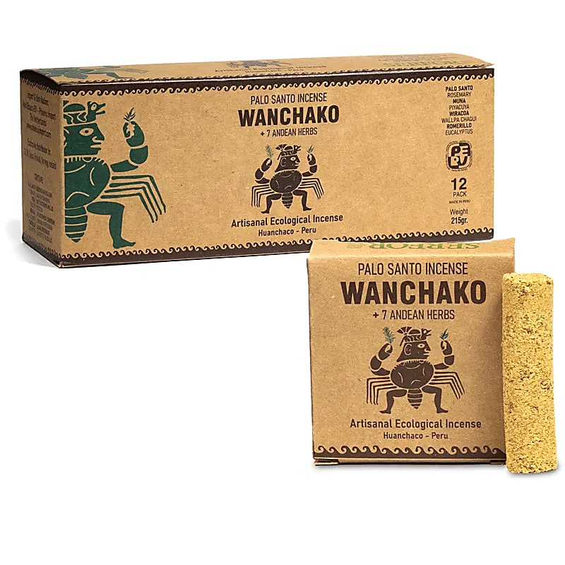 Palo Santo Wanchako Kadzidełka 7 ziół Pudełko 12 opakowań - opakowanie 12 sztuk - 12x13 G