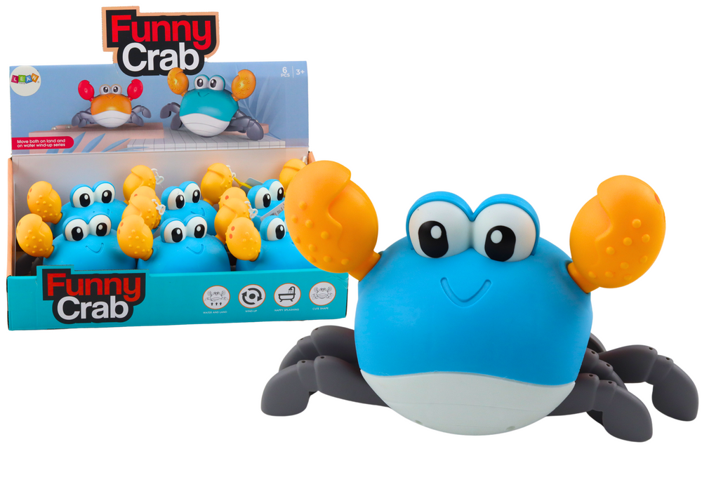 Bath Toy Wind-up Crab Walks Swims Blue