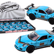 Voiture de sport 1:32, figurine d'action, becquet bleu en métal