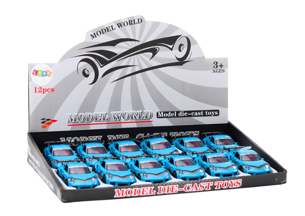 Voiture de sport 1:32, figurine d'action, becquet bleu en métal