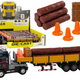 Wood Truck Blue Truck Trailer 1:24 Wood Logs Sounds Lights
