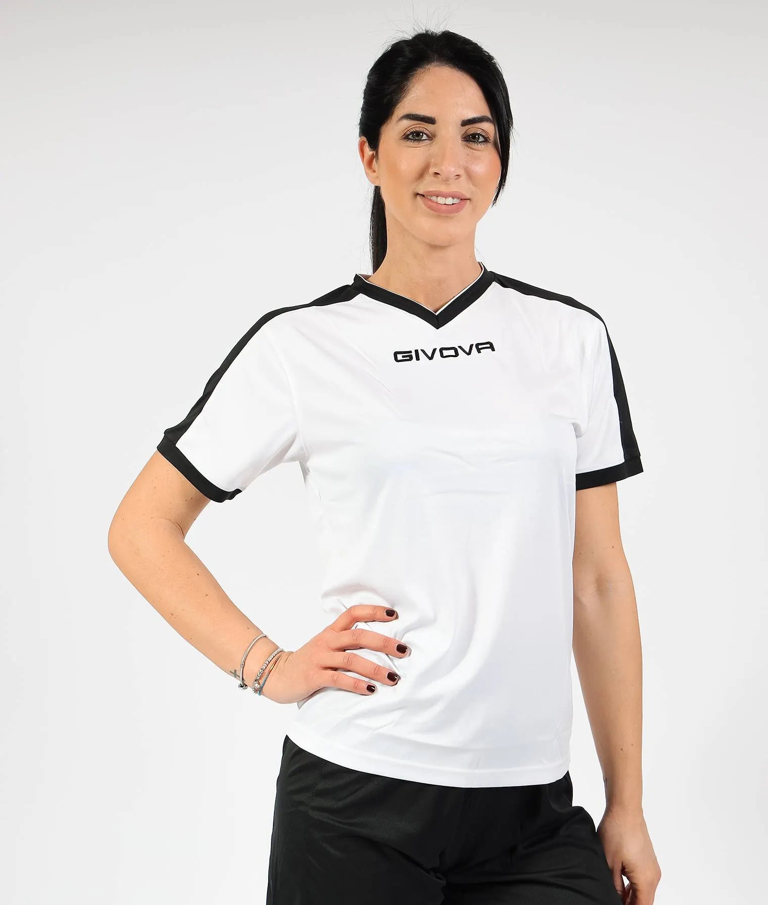 Sports T-shirt Givova Revolution Black-white White 2xl