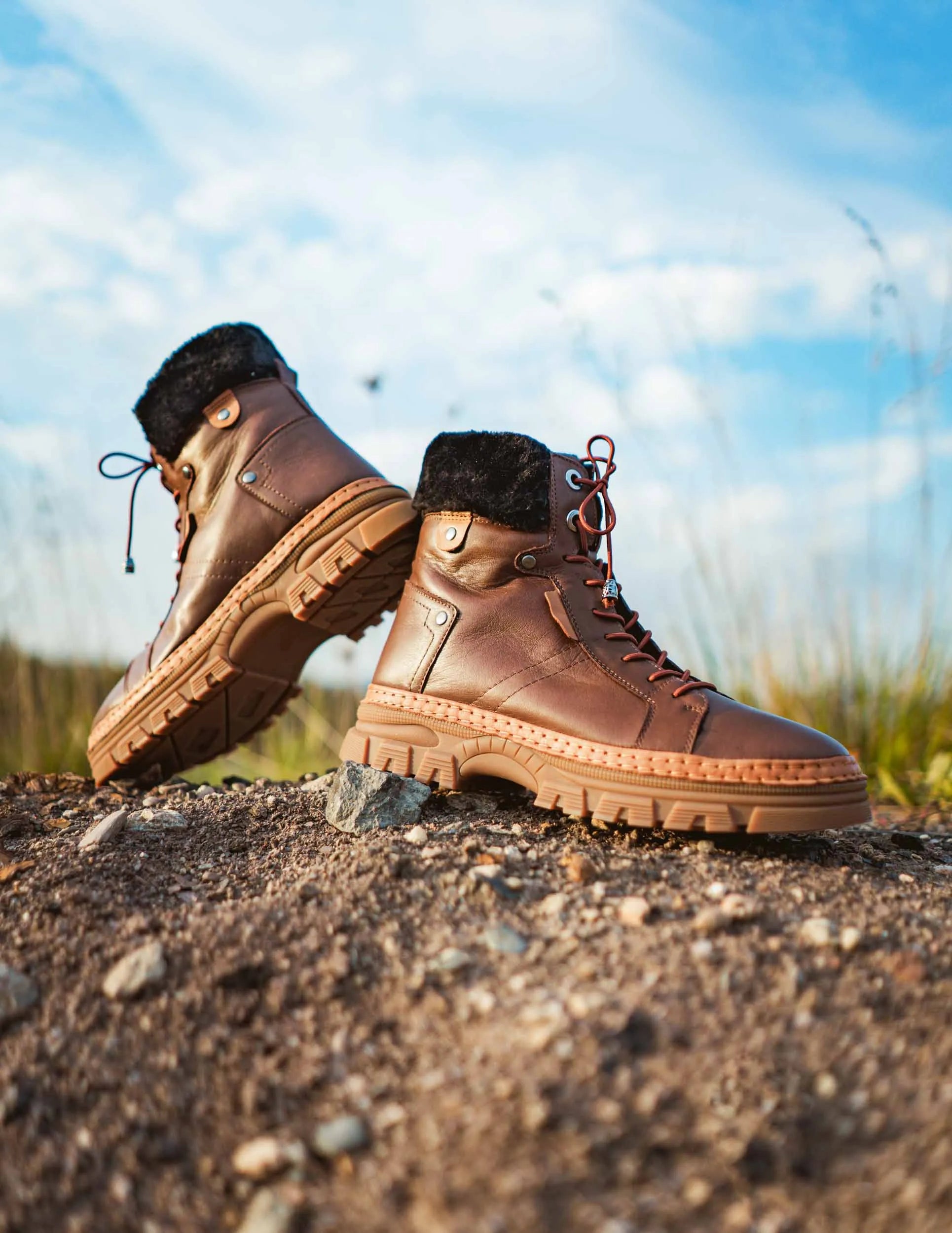 Kvinnors vinterläderstövlar Nell 207 Praline Brown