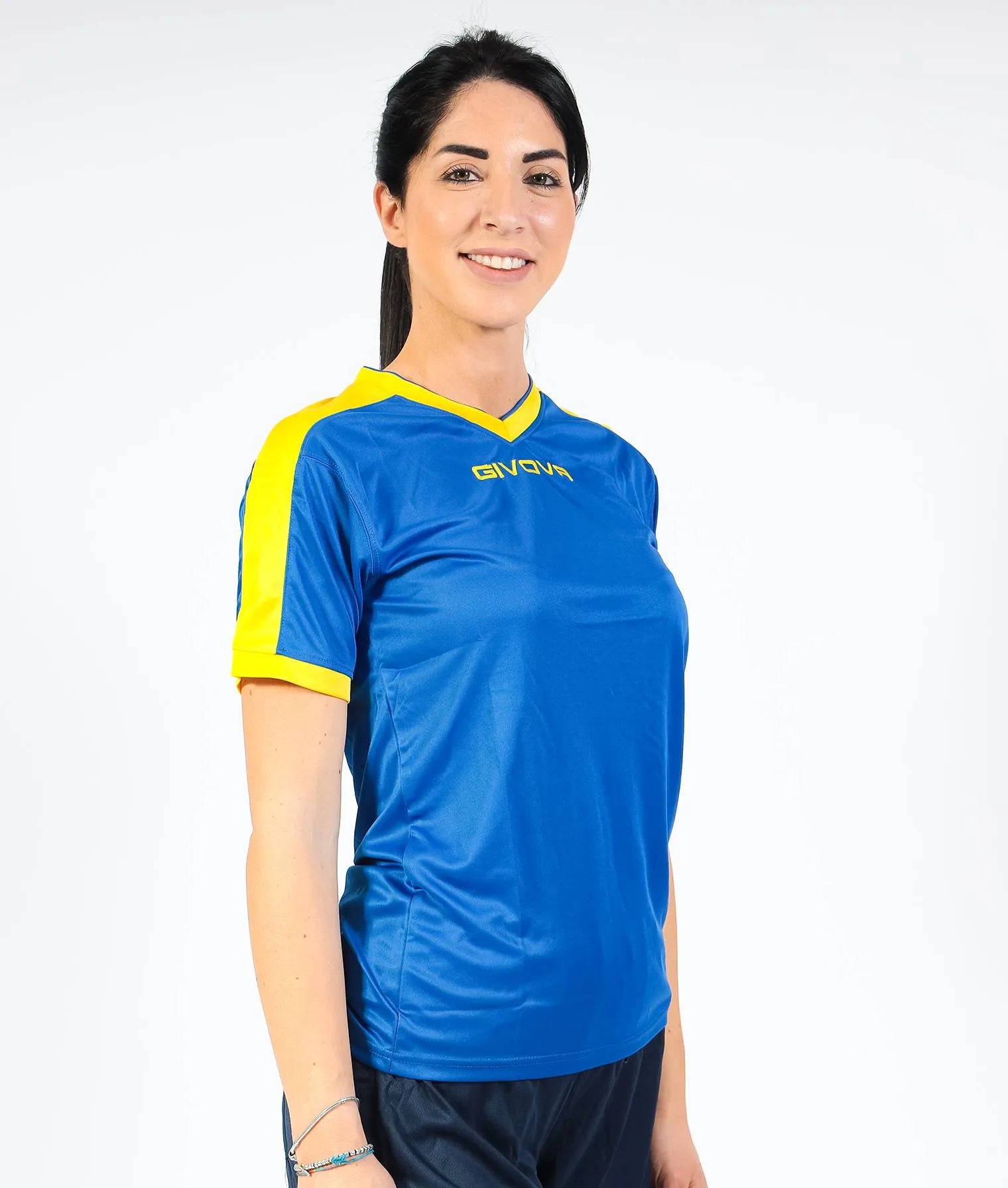 T-shirt sportiva Givova Revolution Royal-giallo Blu
