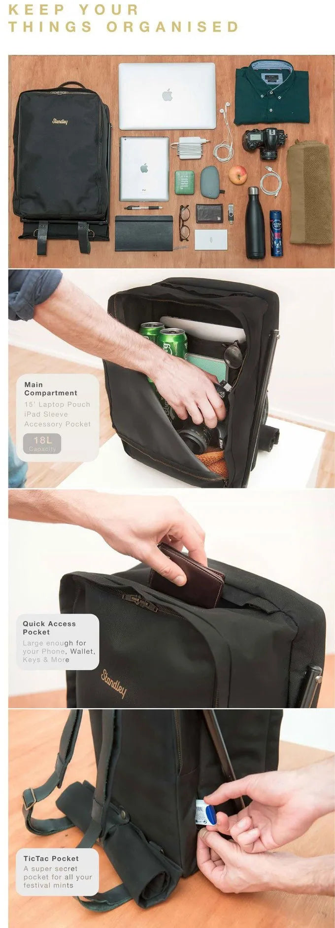Rucksack Standley Leanbag Rot Rot