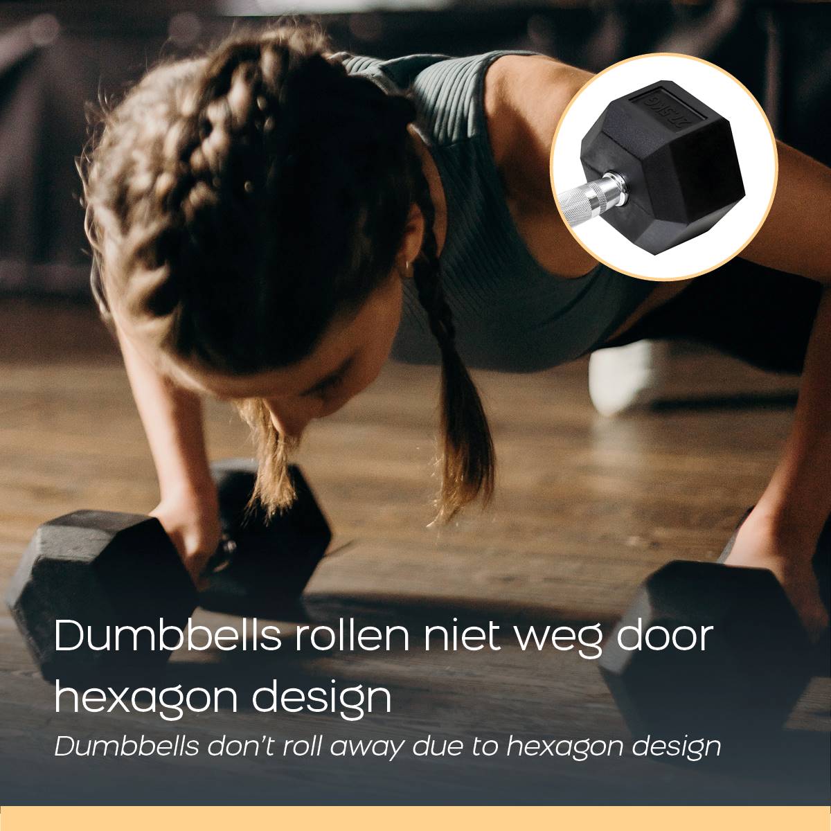 Pomarańczowy Gym – Hantle sześciokątne – 16kg