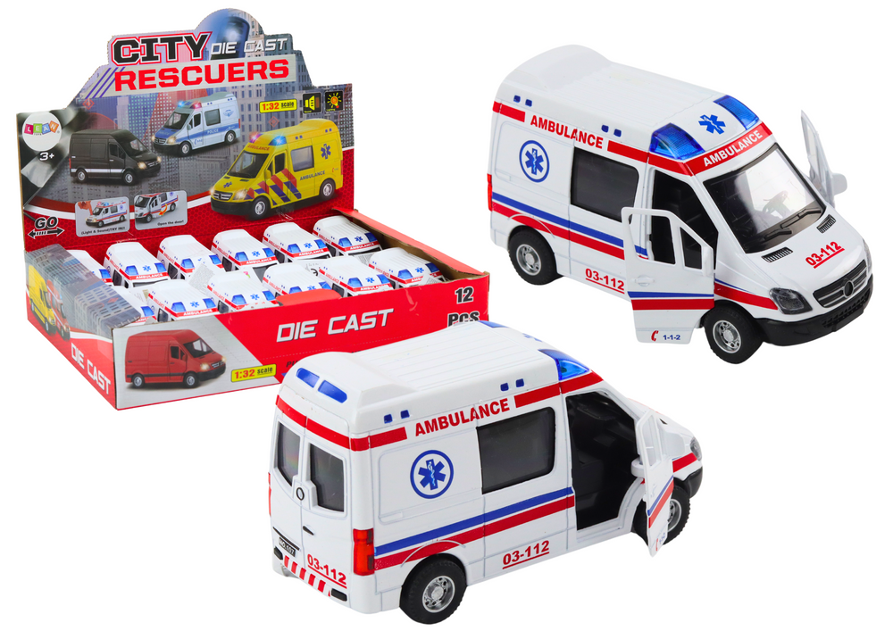Ambulancia Ambulancia 1:32 Otváranie dverí Svetlá Zvuk jazdy Biela