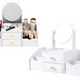 Small Children's Dressing Table Mirror With Handles Wooden Drawers White