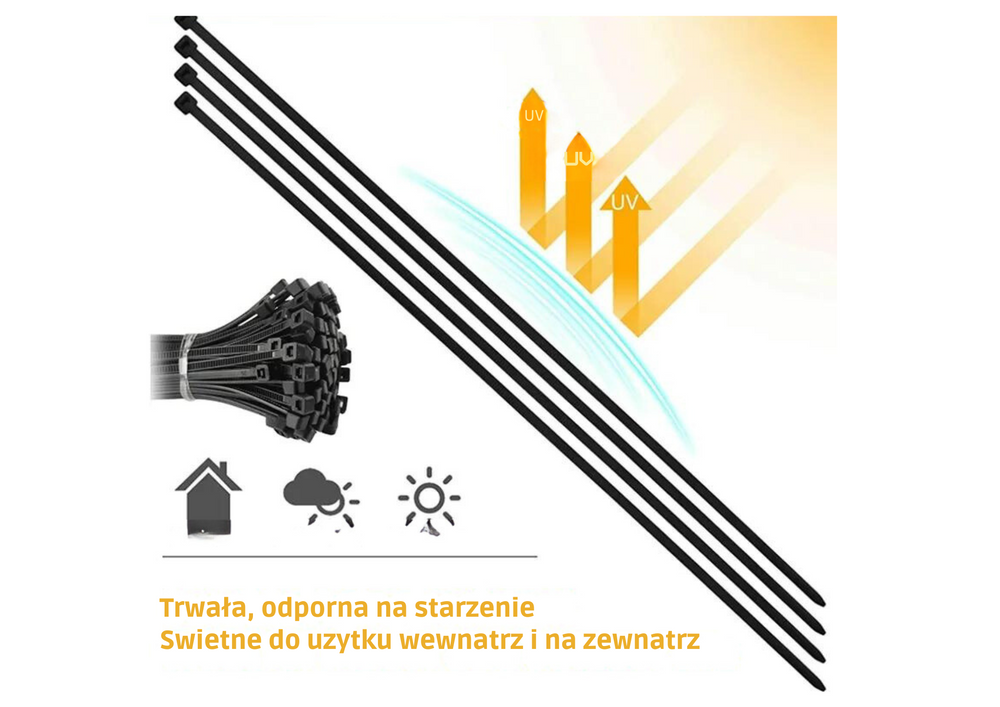 Black Cable Ties 100 Pcs 3.6 X 250mm